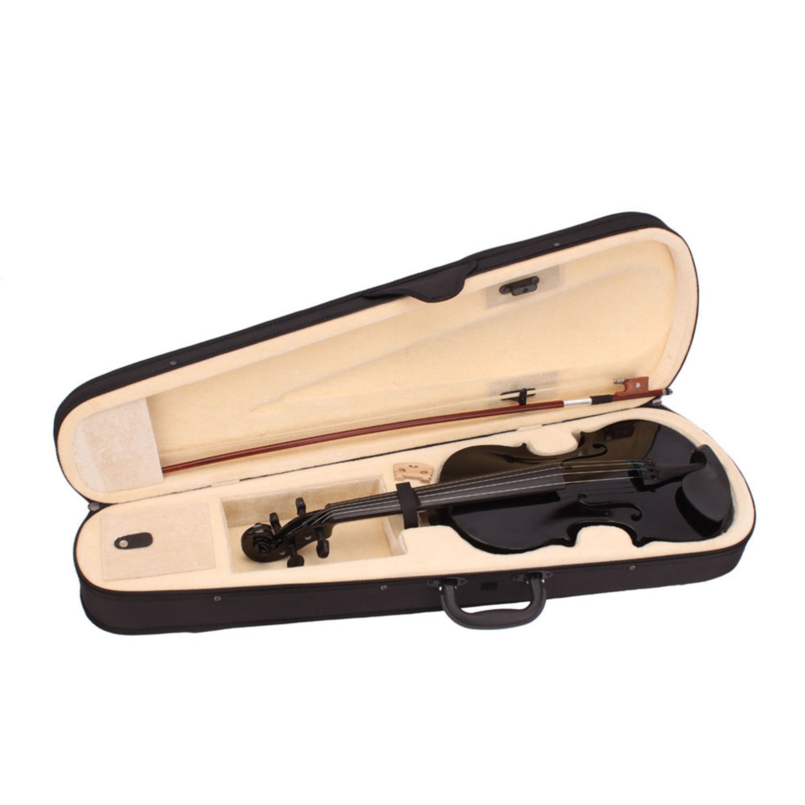 New 4/4 Acoustic Violin Case Bow Rosin Black - Ampere Galaxy