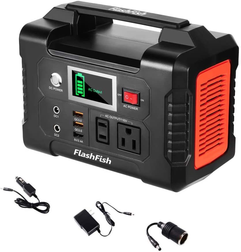 200W Portable Power Station, FlashFish 40800mAh Solar Generator with 110V AC Outlet/2 DC Ports/3 USB Ports, Backup Battery Pack Power Supply for CPAP Outdoor Advanture Load Trip Camping Emerg