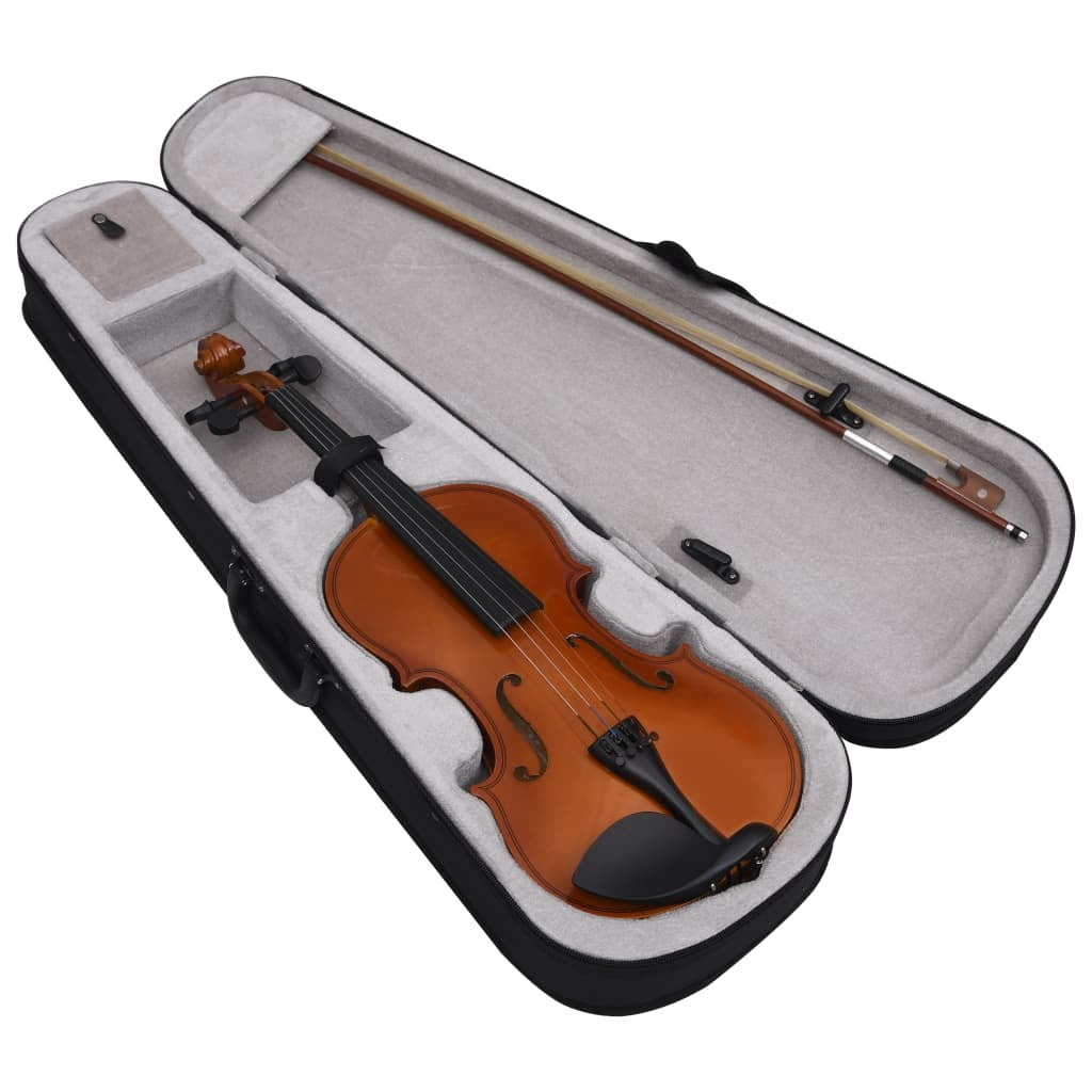 Violin Full Set with Bow and Chin Rest Dark Wood 4/4 - Ampere Galaxy